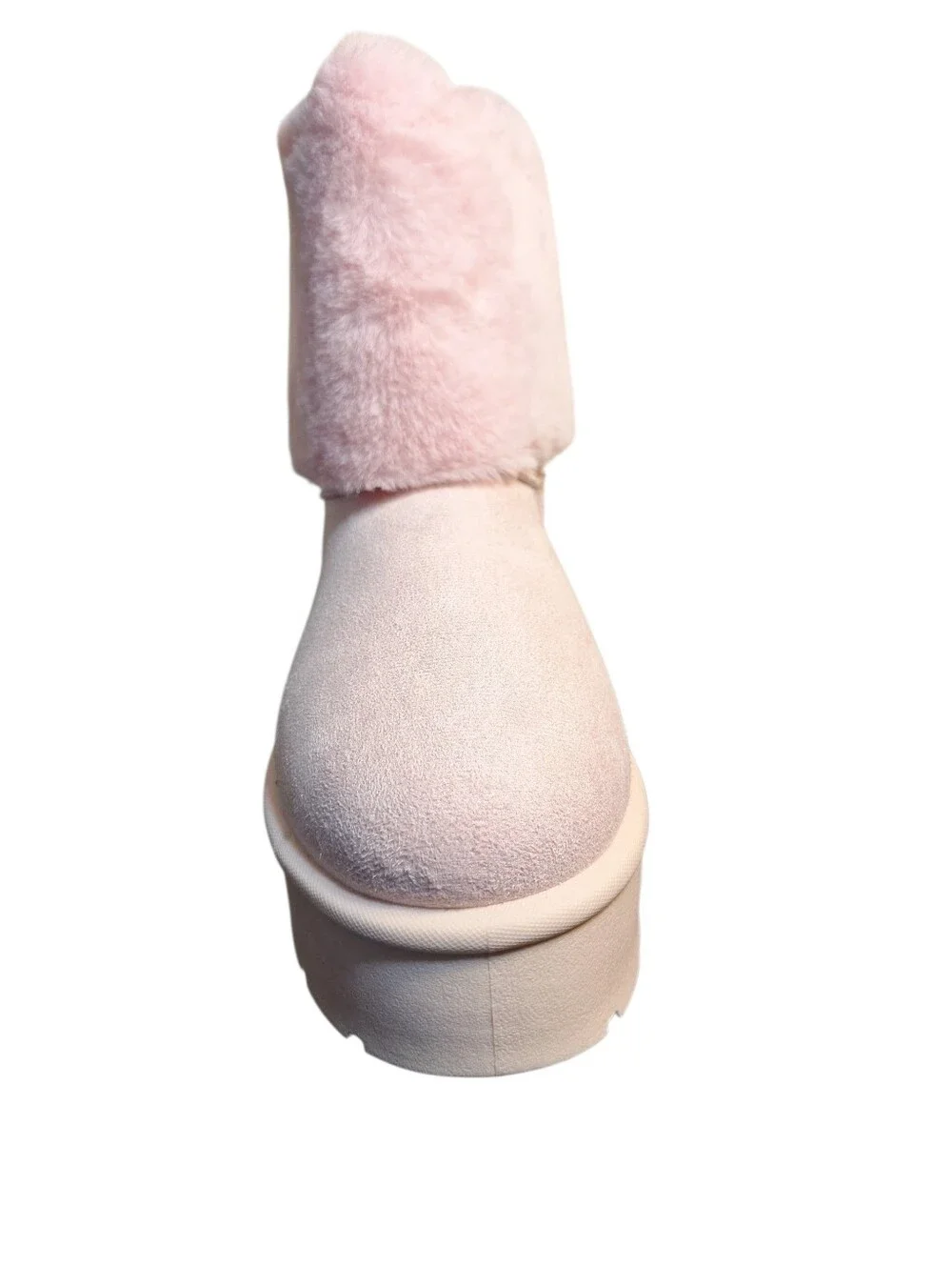 NIB Bamboo Light Pink Faux Suede & Faux Fur Platform Booties